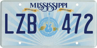 MS license plate LZB472