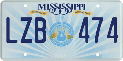 MS license plate LZB474
