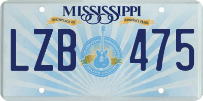 MS license plate LZB475