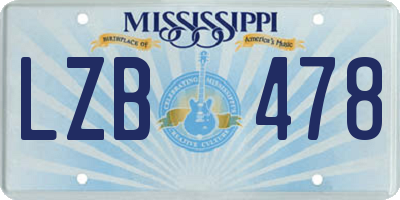 MS license plate LZB478
