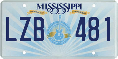 MS license plate LZB481