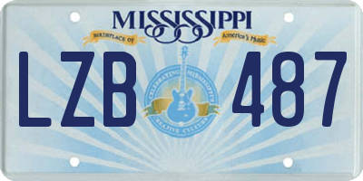 MS license plate LZB487