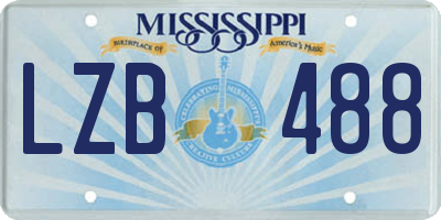 MS license plate LZB488