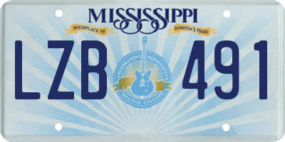 MS license plate LZB491