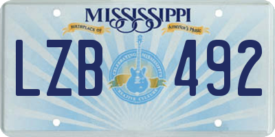 MS license plate LZB492