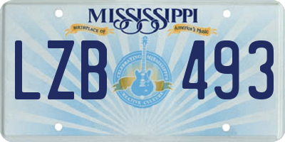 MS license plate LZB493