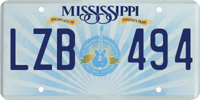 MS license plate LZB494