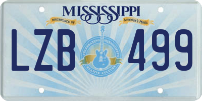 MS license plate LZB499