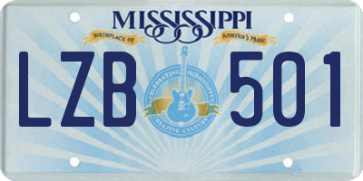 MS license plate LZB501