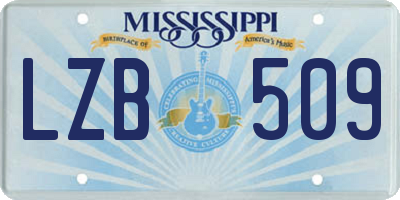 MS license plate LZB509