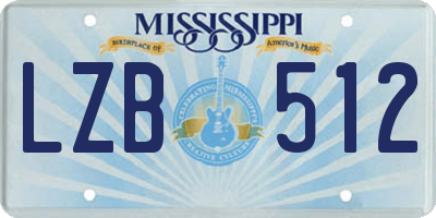 MS license plate LZB512