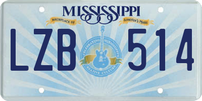 MS license plate LZB514