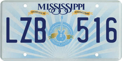 MS license plate LZB516