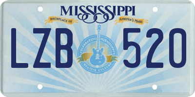 MS license plate LZB520
