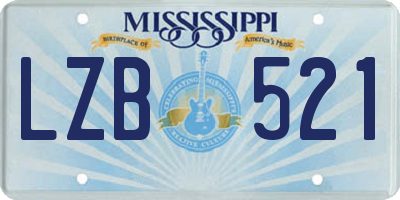 MS license plate LZB521