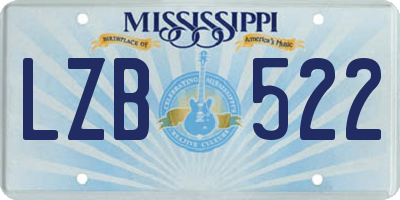 MS license plate LZB522