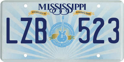 MS license plate LZB523