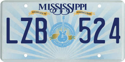 MS license plate LZB524