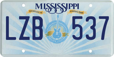 MS license plate LZB537