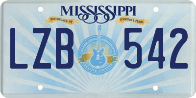 MS license plate LZB542