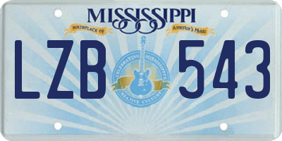 MS license plate LZB543