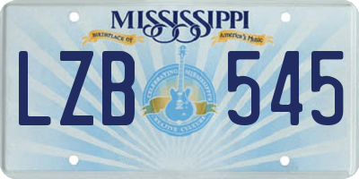 MS license plate LZB545