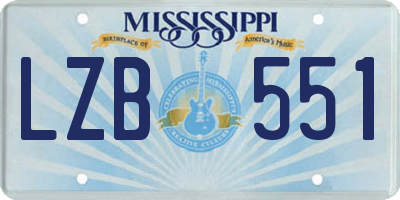 MS license plate LZB551