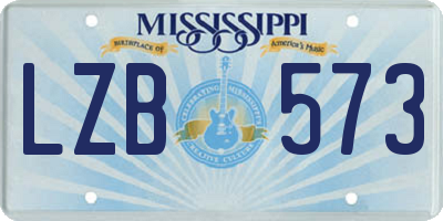 MS license plate LZB573