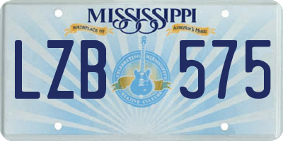 MS license plate LZB575