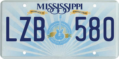 MS license plate LZB580