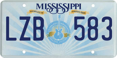 MS license plate LZB583
