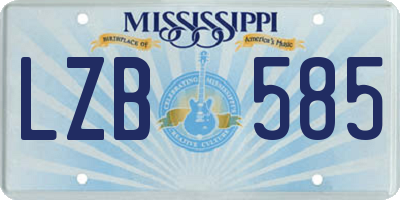 MS license plate LZB585