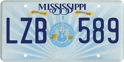 MS license plate LZB589