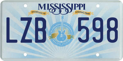 MS license plate LZB598