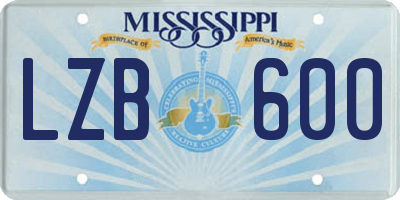 MS license plate LZB600