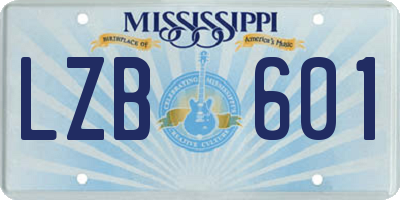 MS license plate LZB601