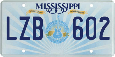MS license plate LZB602