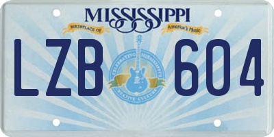 MS license plate LZB604