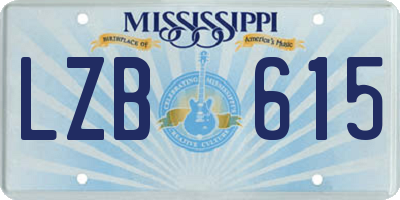 MS license plate LZB615