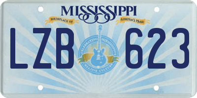 MS license plate LZB623