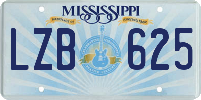 MS license plate LZB625