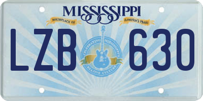 MS license plate LZB630
