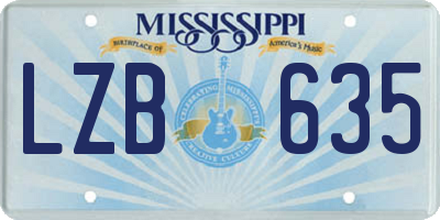 MS license plate LZB635