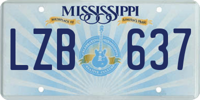 MS license plate LZB637
