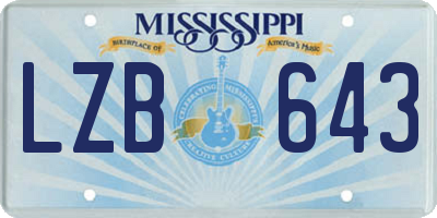 MS license plate LZB643