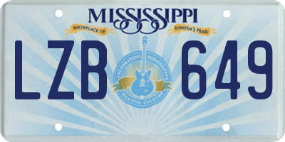 MS license plate LZB649