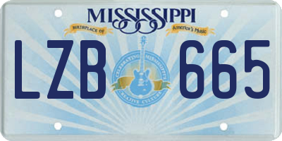 MS license plate LZB665