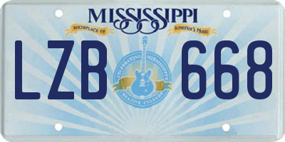 MS license plate LZB668