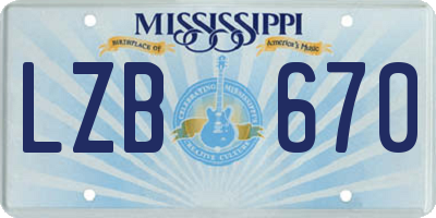 MS license plate LZB670