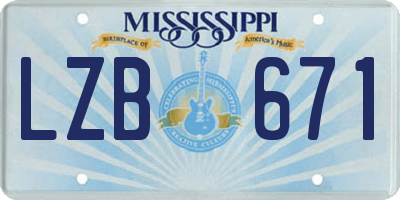 MS license plate LZB671